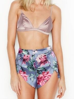 Victoria's Secret Blue and Pink Floral Satin Shorts
